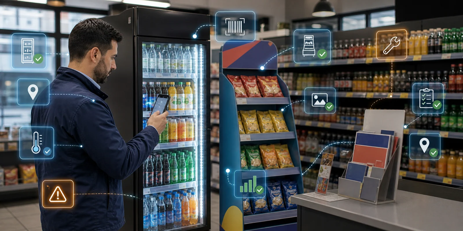 Asset tracking във FMCG: хладилници, дисплеи и POSM като измерими търговски активи