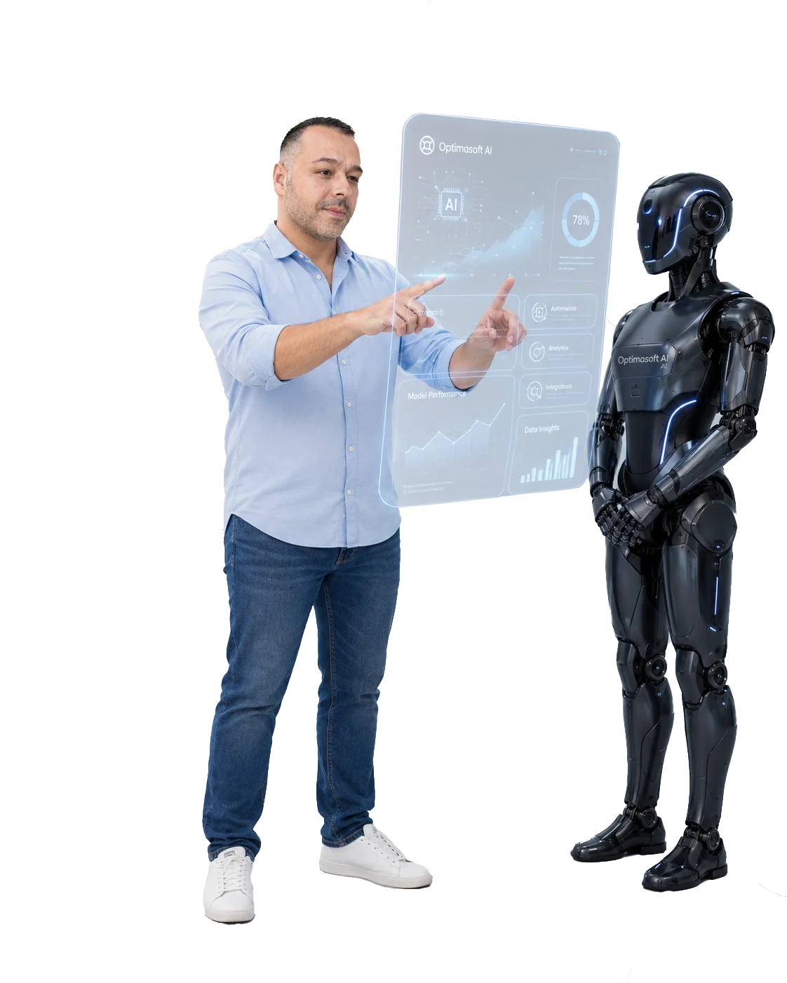 Optimasoft - човек и AI асистент работят заедно с FMCG данни